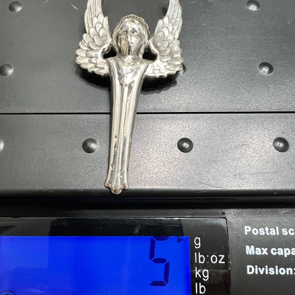 925 Sterling Silver Angel Wing Brooch Pin - Picture 14 of 14